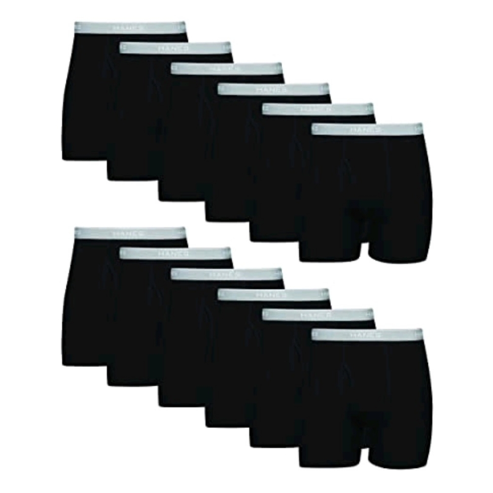 NWT Hanes Men's Tagless Cool Dri Boxer Briefs 12pk